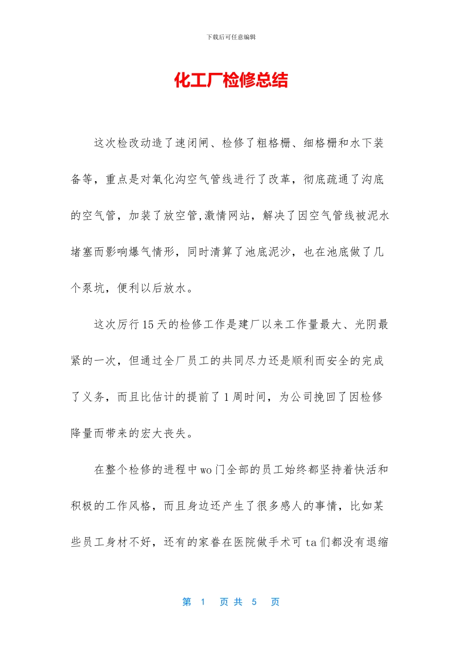 化工厂检修总结_第1页