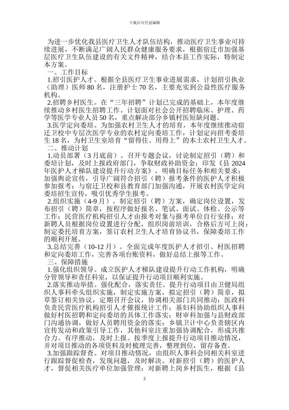 医护人才梯队建设提升行动方案_第2页