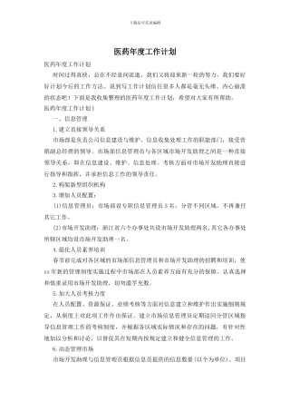 医药年度工作计划