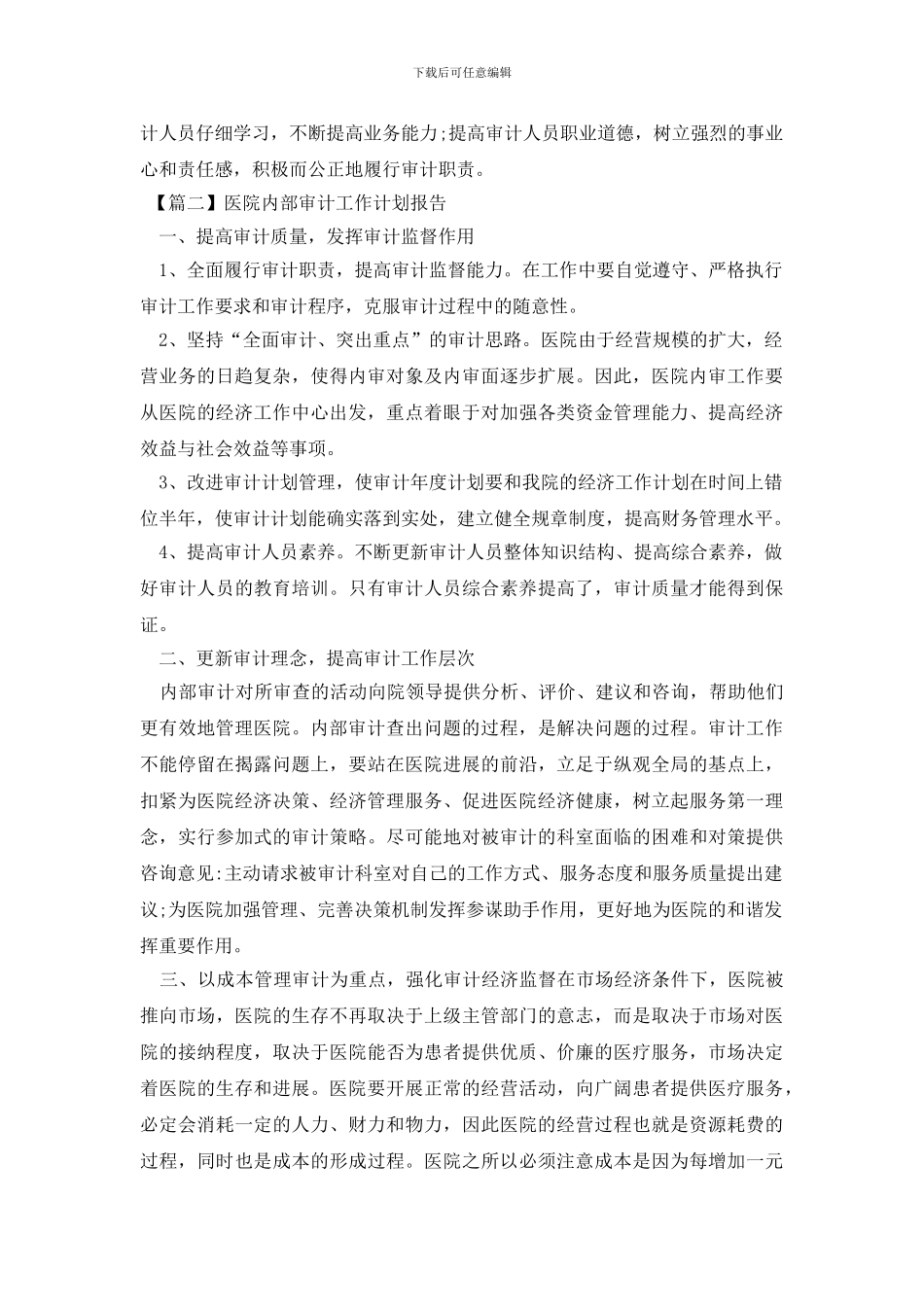 医院内部审计工作计划报告_第2页