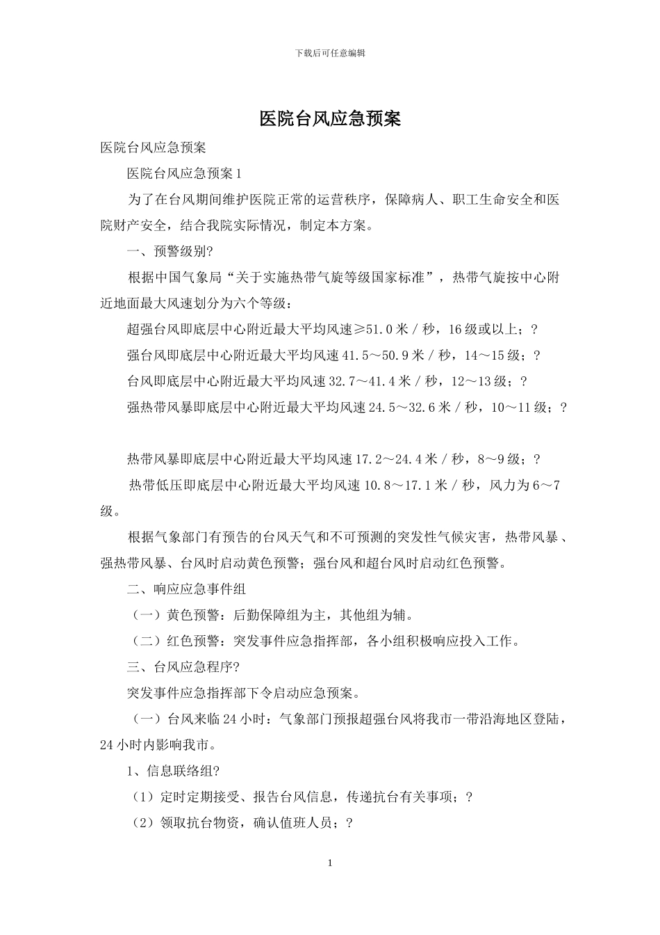 医院台风应急预案_第1页