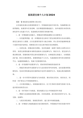 医院团支部个人计划2024