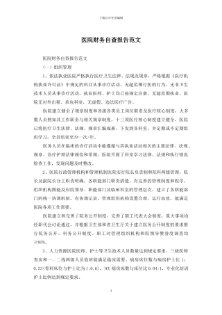 医院财务自查报告范文