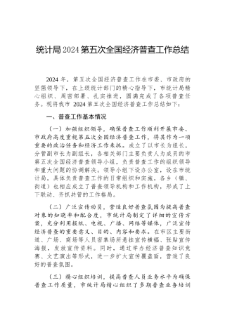 2024第五次全国经济普查工作总结（统计局）