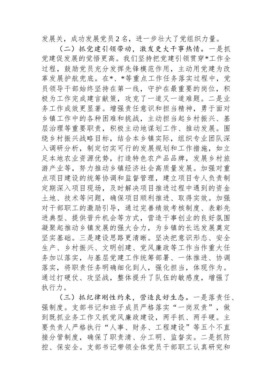 2024年基层党组织书记履行党建工作职责述职评议报告_第2页