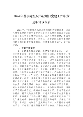 2024年基层党组织书记履行党建工作职责述职评议报告