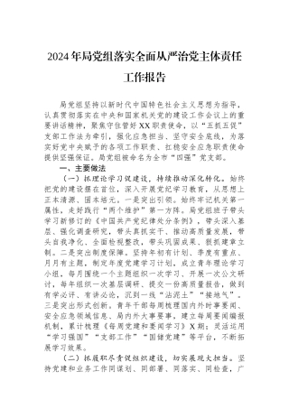 2024年局党组落实全面从严治党主体责任工作报告