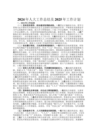 2024年人大工作总结及2025年工作计划