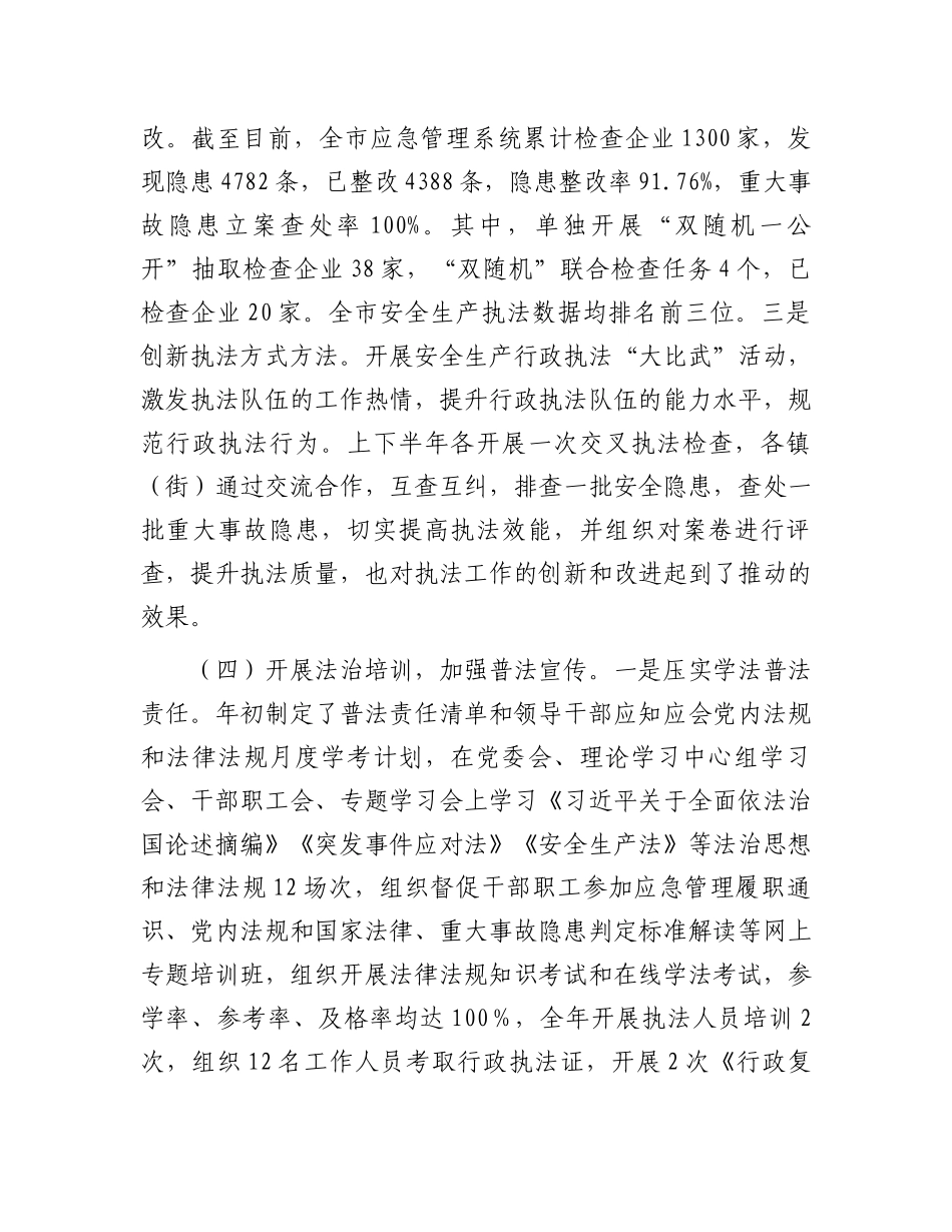 2024年市应急管理局主要负责人履行推进法治建设第一责任人职责情况述职报告_第3页