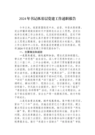 2024年书记抓基层党建工作述职报告