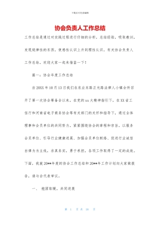 协会负责人工作总结