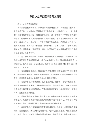 单位小金库自查报告范文精选