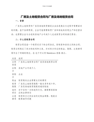 厂房及土地租赁合同与厂房及场地租赁合同