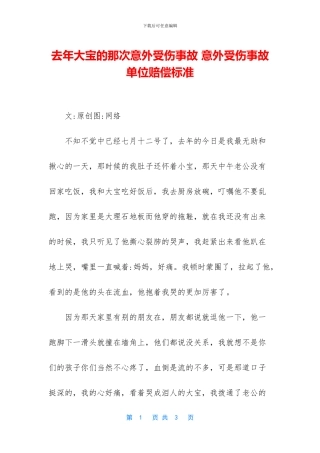 去年大宝的那次意外受伤事故