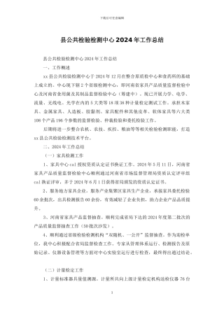 县公共检验检测中心2024年工作总结