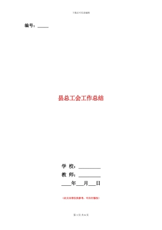 县总工会工作总结