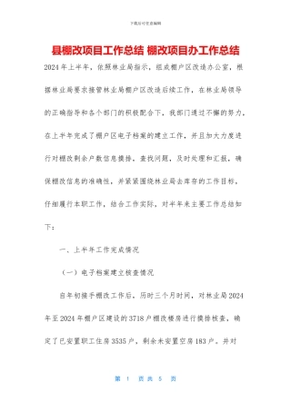 县棚改项目工作总结