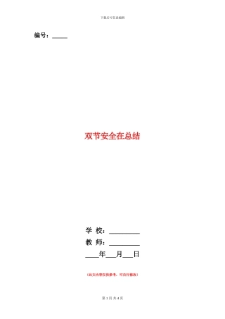 双节安全在总结