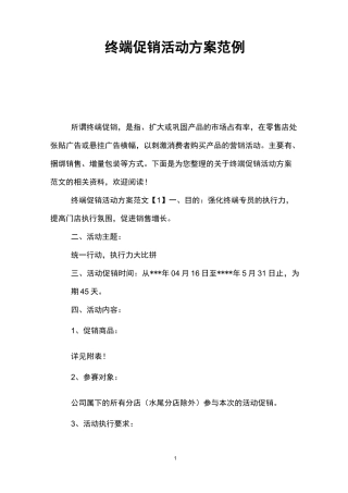 终端促销活动方案范例