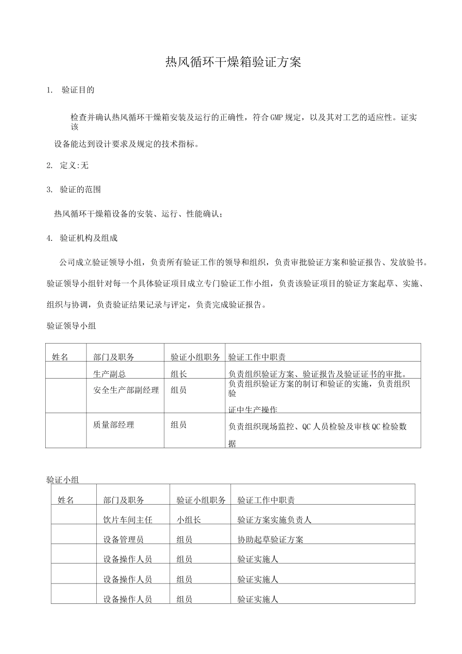 热风循环干燥箱验证确认方案_第1页