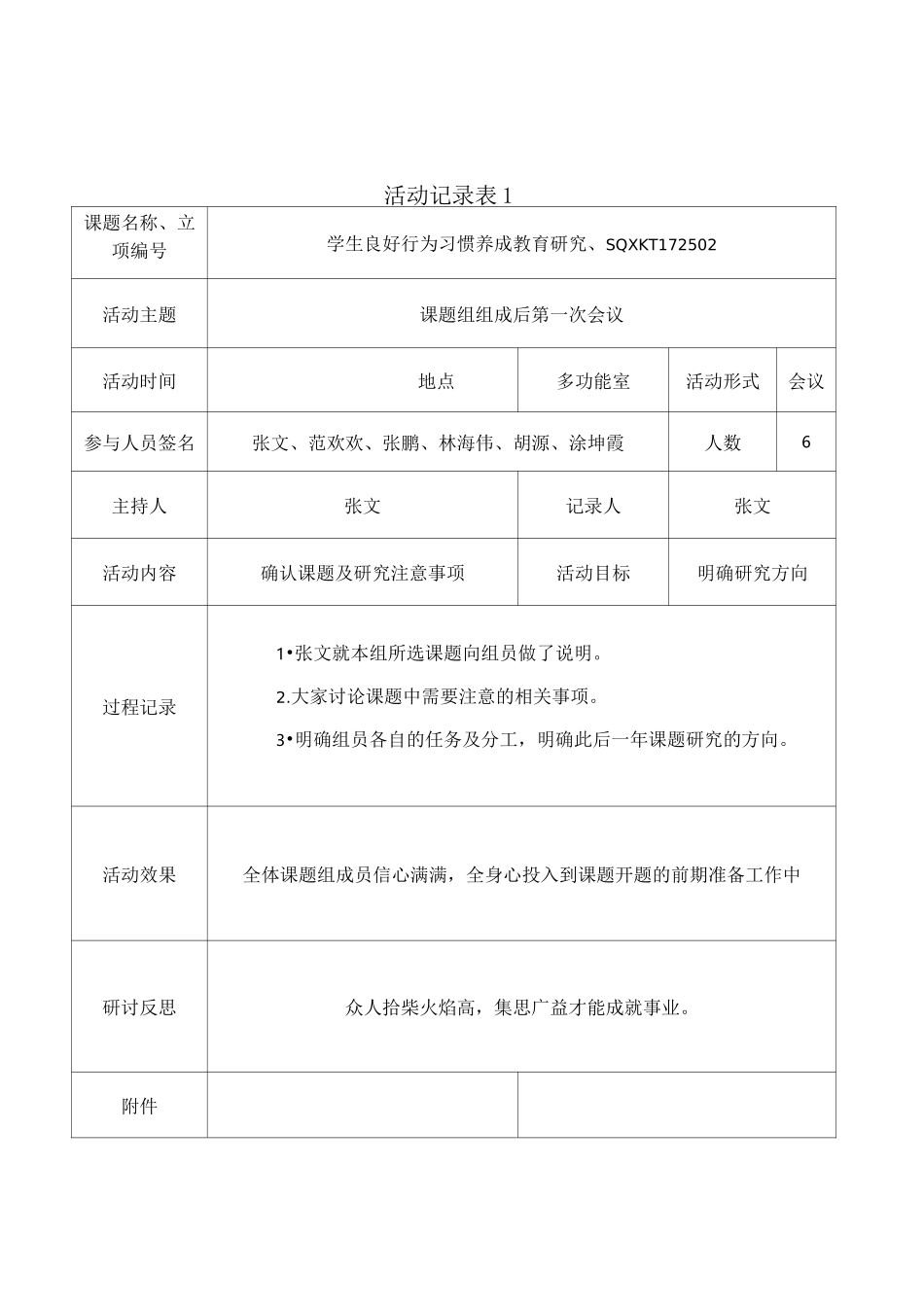 学生良好行为习惯养成活动记录表_第1页