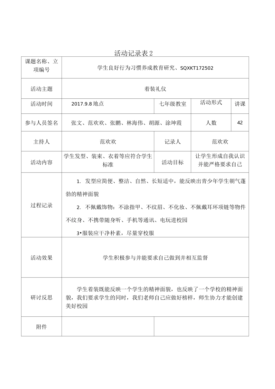 学生良好行为习惯养成活动记录表_第2页
