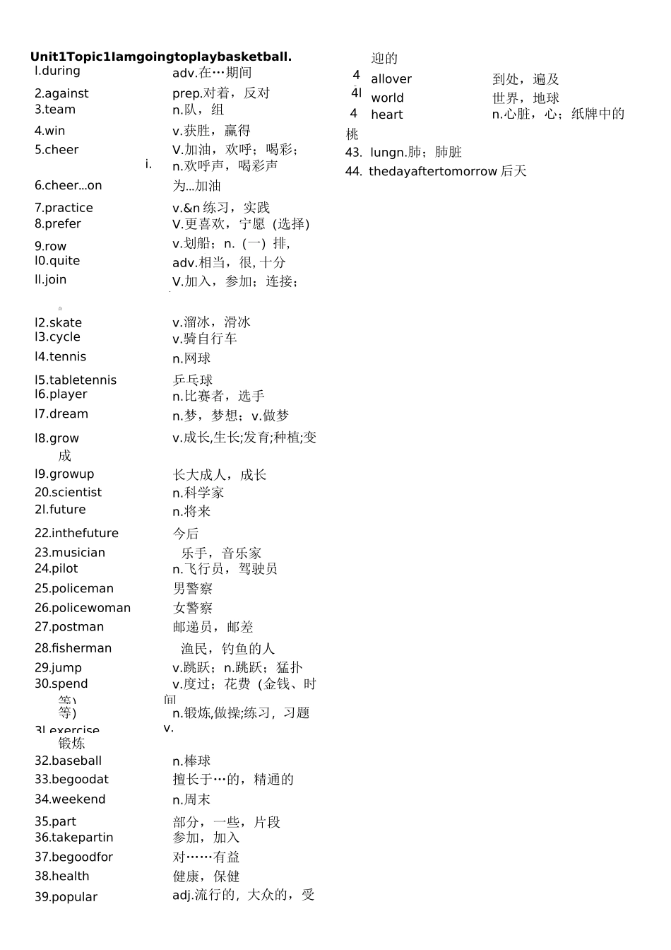 仁爱英语八年级上册 单词表标准版_第1页