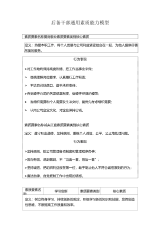 后备干部通用素质能力模型