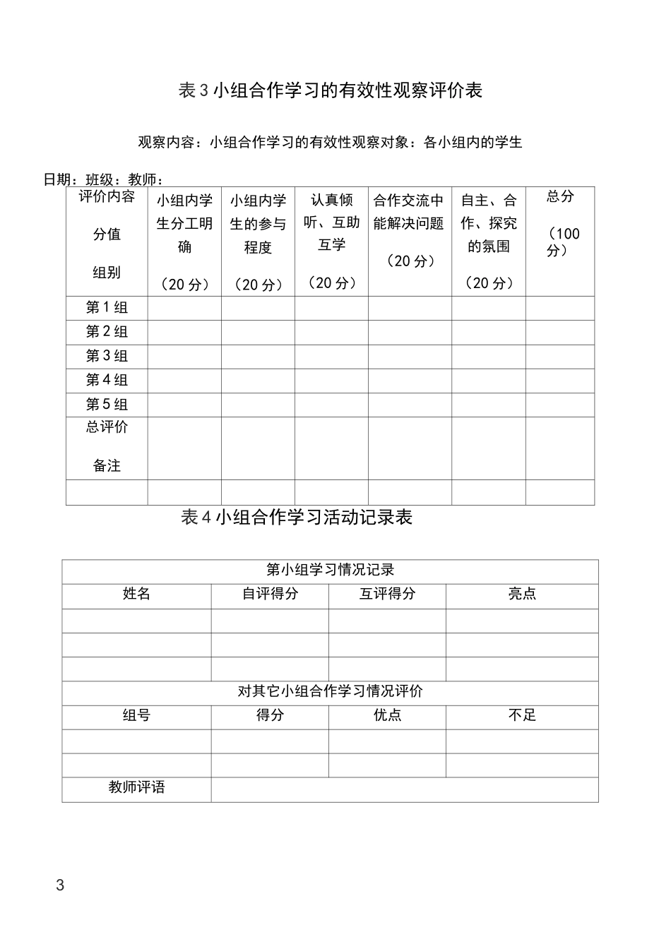 小组课堂合作学习评价表_第3页