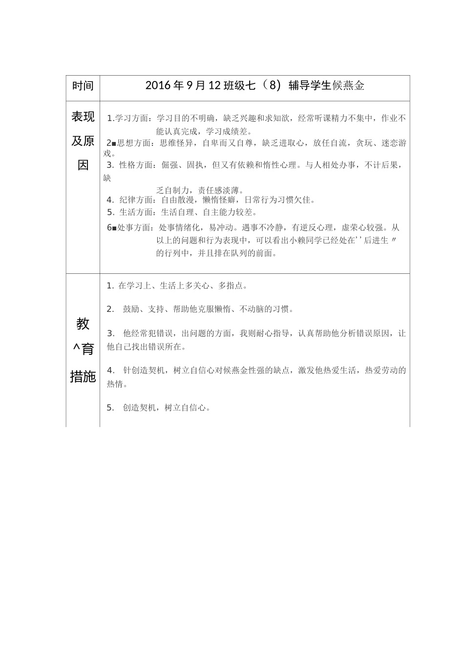 转化后进生记录表_第1页