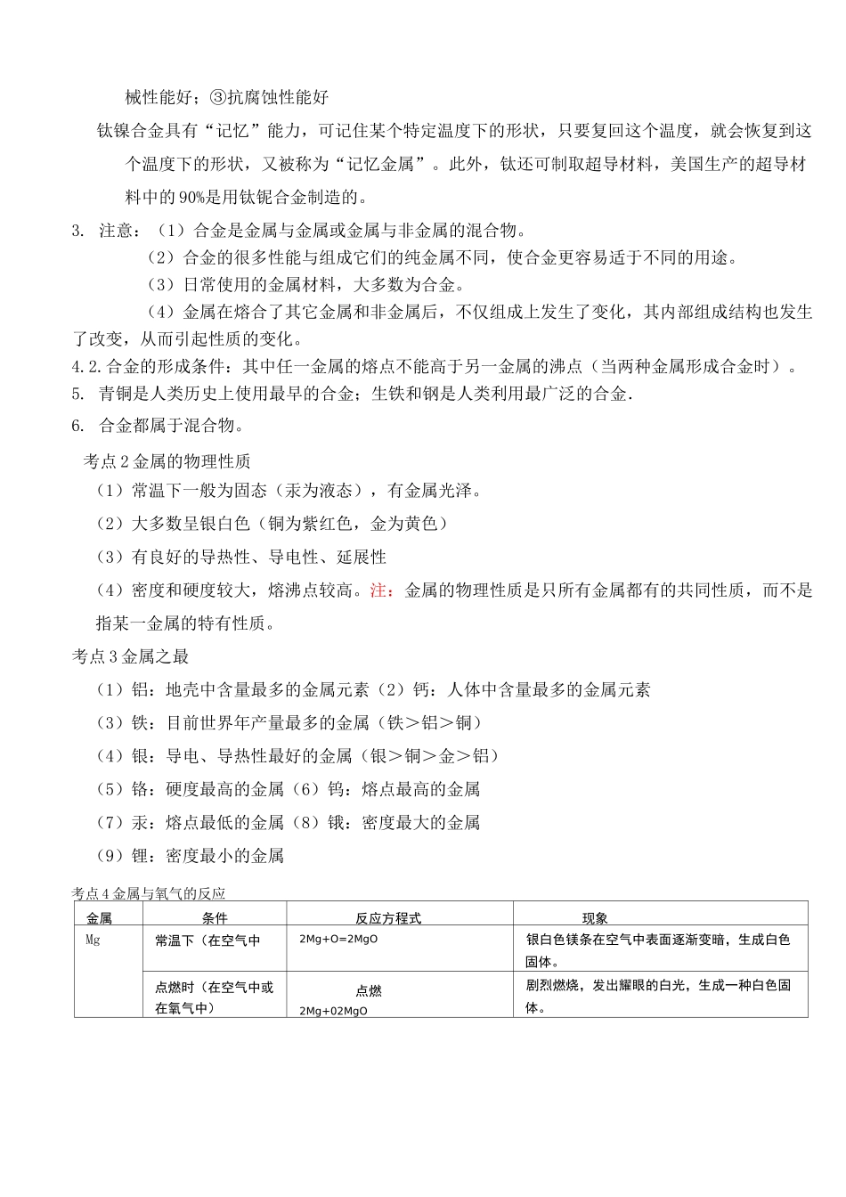 初中化学专题金属和金属材料知识点_第2页