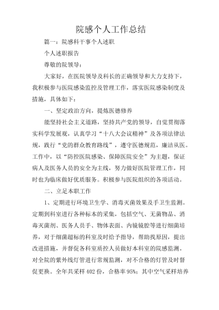 院感个人工作总结