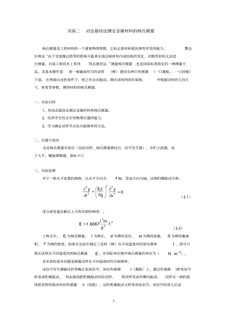 试验二动态悬挂法测定金属材料的杨氏模量