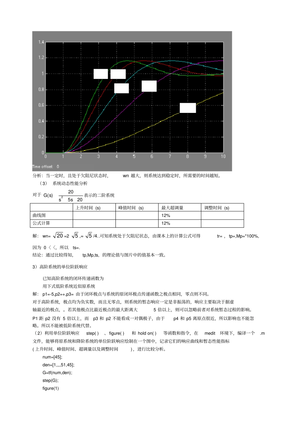 试验二典型系统的时域响应分析试验仿真报告答案_第3页