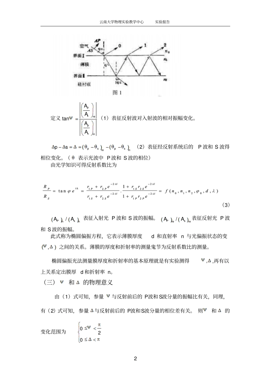 试验十一椭偏法测薄膜厚度和折射率讲解_第3页