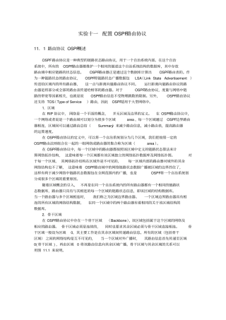 试验十一配置OSPF路由协议