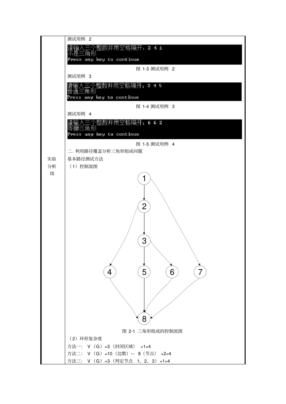 试验四三角形组成问题程序的白盒测试_第3页