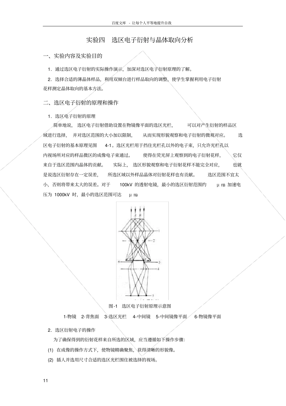 试验四选区电子衍射及晶体取向分析_第1页