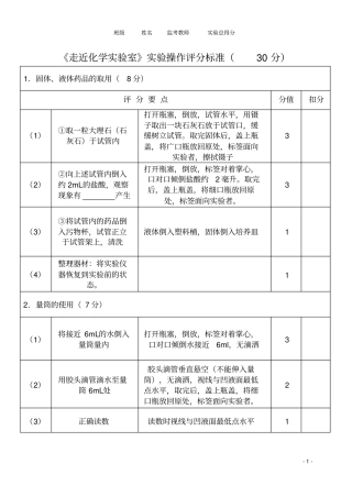 试验基本操作评分标准