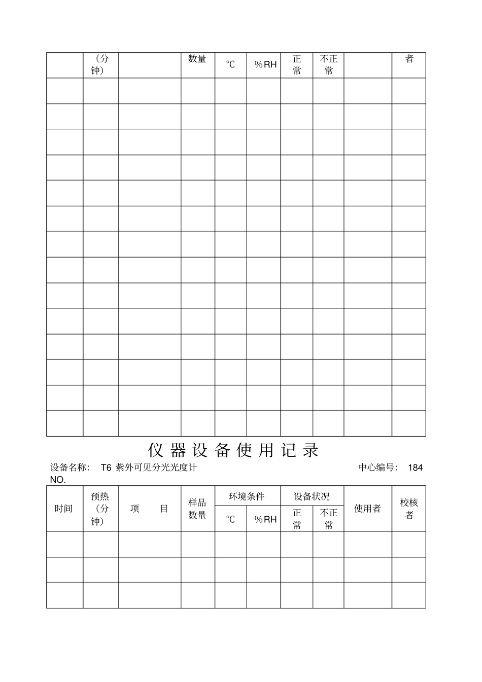 试验室仪器设备使用记录表设备_第2页
