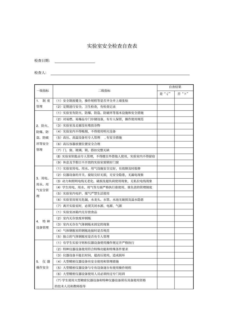 试验室安全检查记录簿_第2页