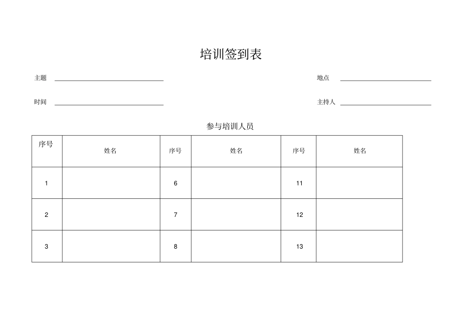 试验室安全知识培训签到表_第1页