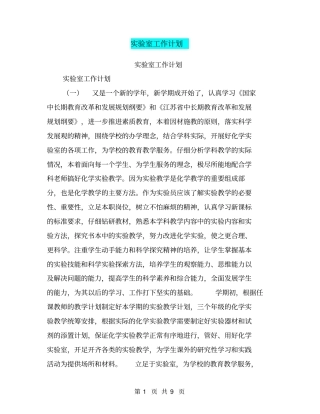 试验室工作计划【可编辑版】