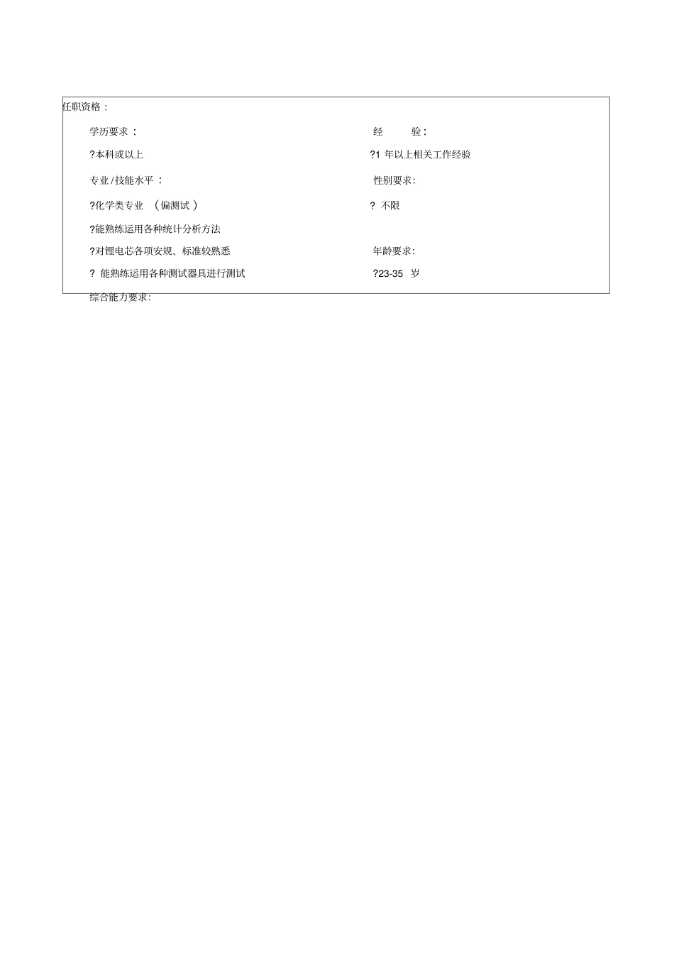 试验室工程师岗位说明书_第2页