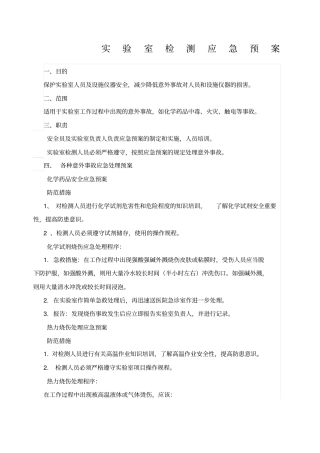 试验室检测应急预案