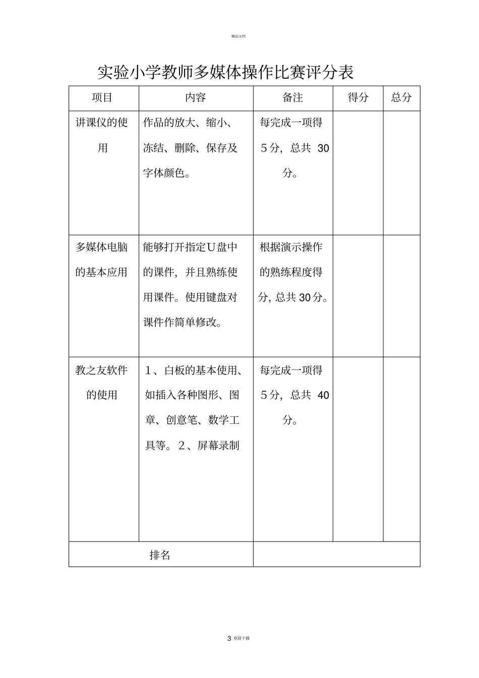 试验小学教师多媒体操作比赛方案_第3页