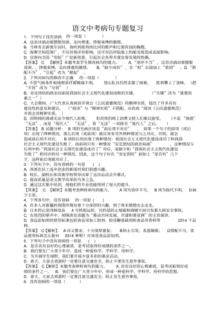 语文中考病句专题复习