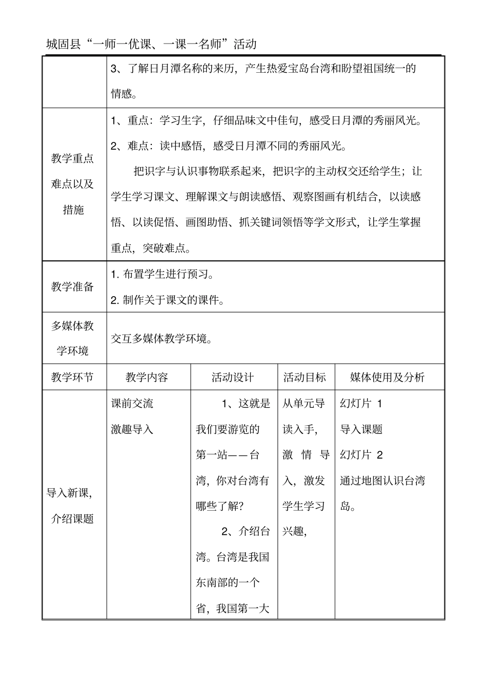 语文二年级下人教版9日月潭教学设计讲解_第2页