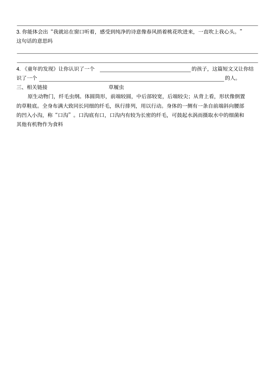 语文五年级下册8童年的发现导学案_第3页