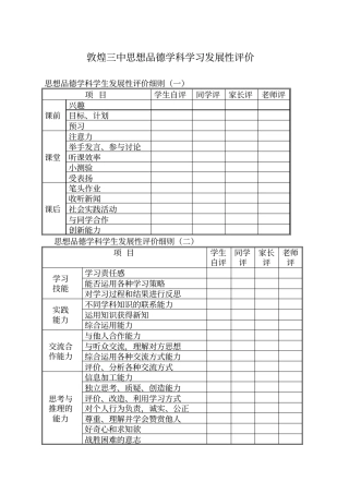 语文学科学习发展性评价